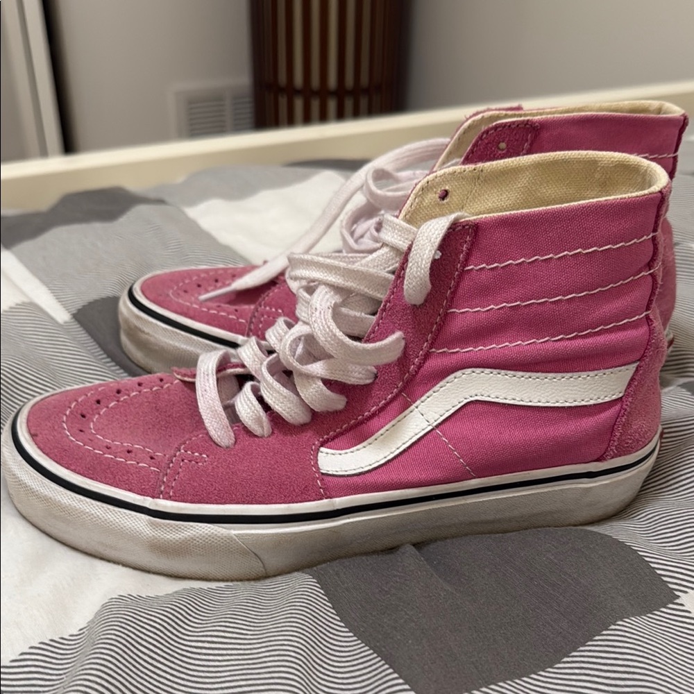 Vans Pink and White High-Top Sneakers